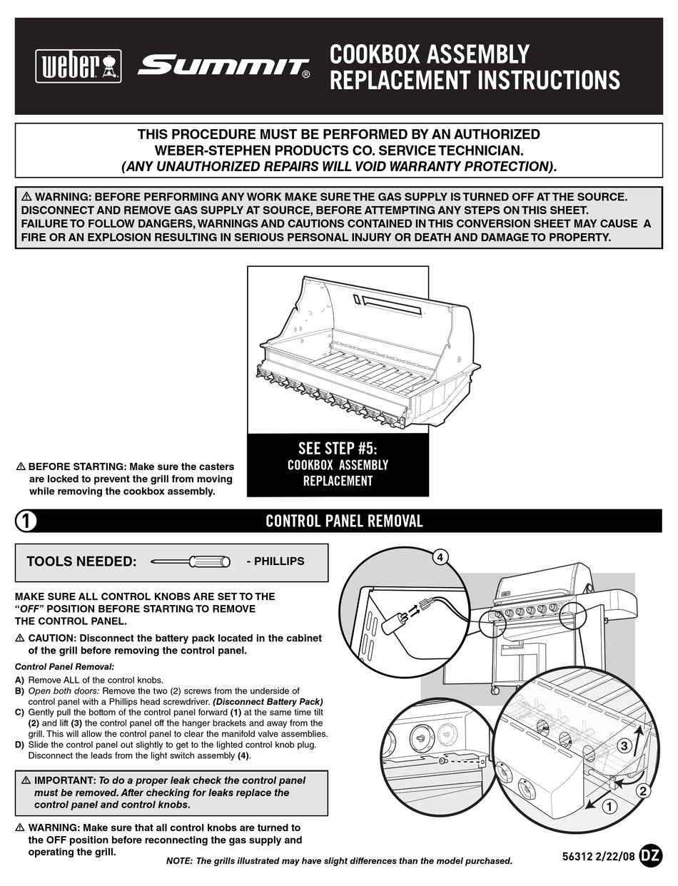 WEBER SUMMIT COOKBOX REPLACEMENT INSTRUCTIONS MANUAL Pdf Download