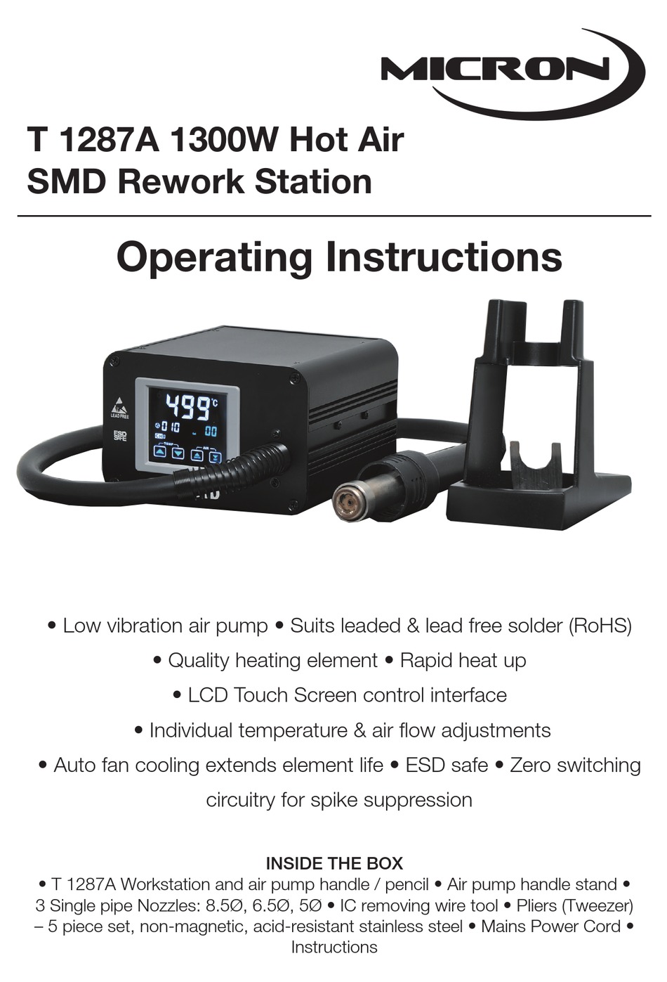 MICRON T 1287A OPERATING INSTRUCTIONS MANUAL Pdf Download ManualsLib