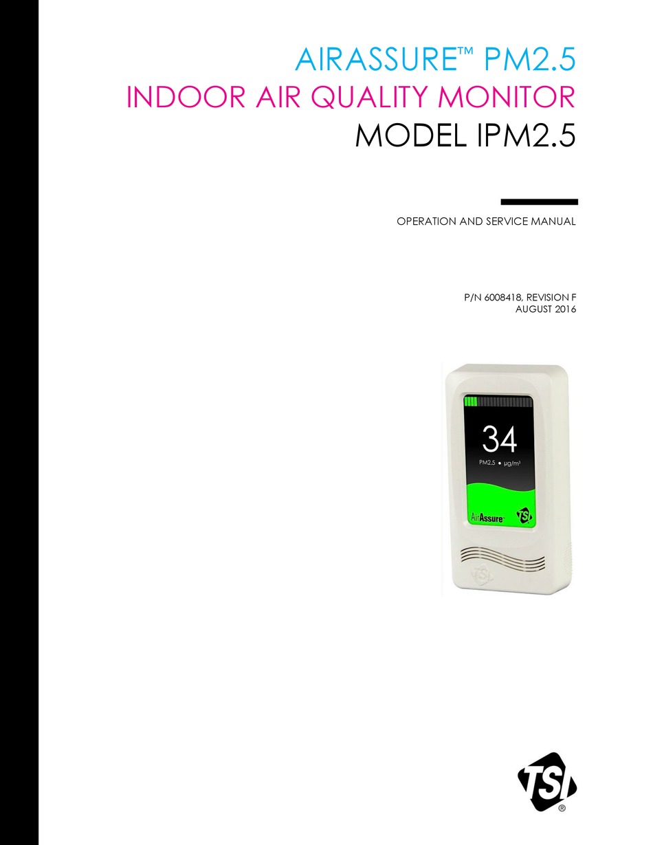 TSI INSTRUMENTS AIRASSURE PM2.5 OPERATION AND SERVICE MANUAL Pdf