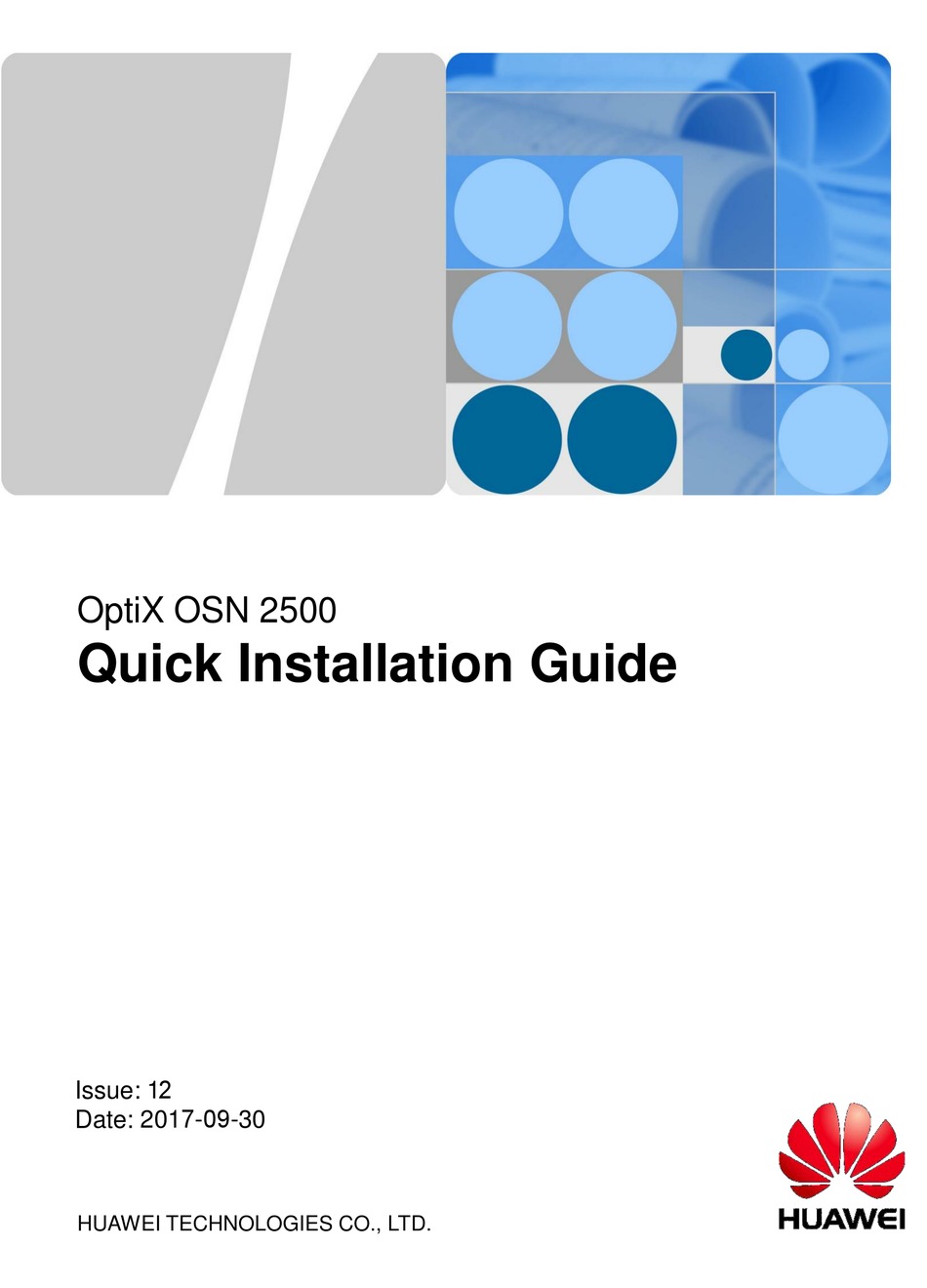 HUAWEI OPTIX OSN 2500 QUICK INSTALLATION MANUAL Pdf Download | ManualsLib