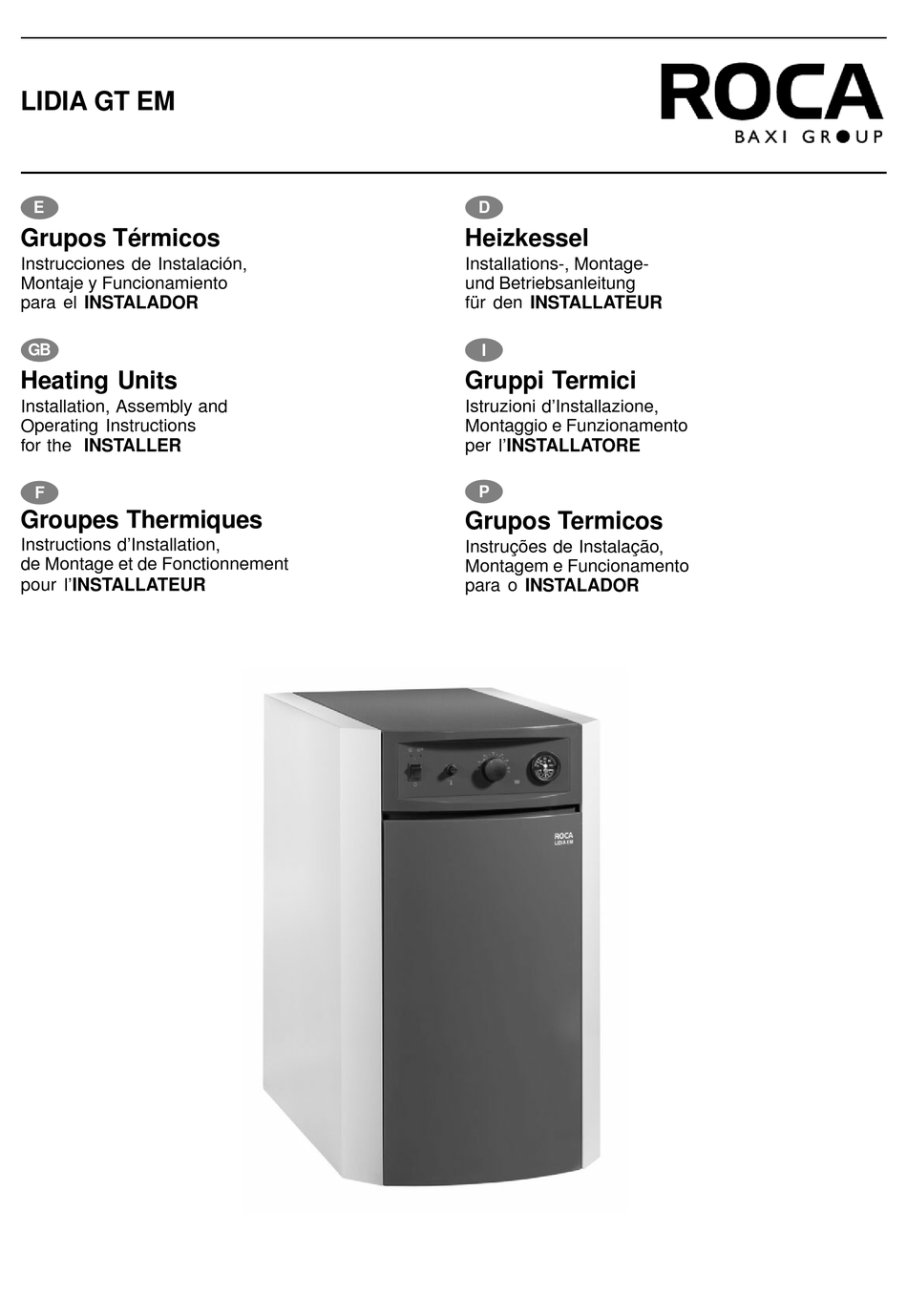 Baxi Roca Lidia Gt Em Series Installation Assembly And Operating Instructions Pdf Download Manualslib