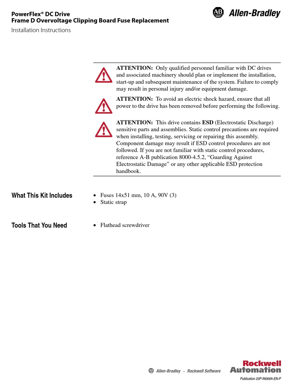 ROCKWELL AUTOMATION ALLENBRADLEY POWERFLEX SERIES INSTALLATION