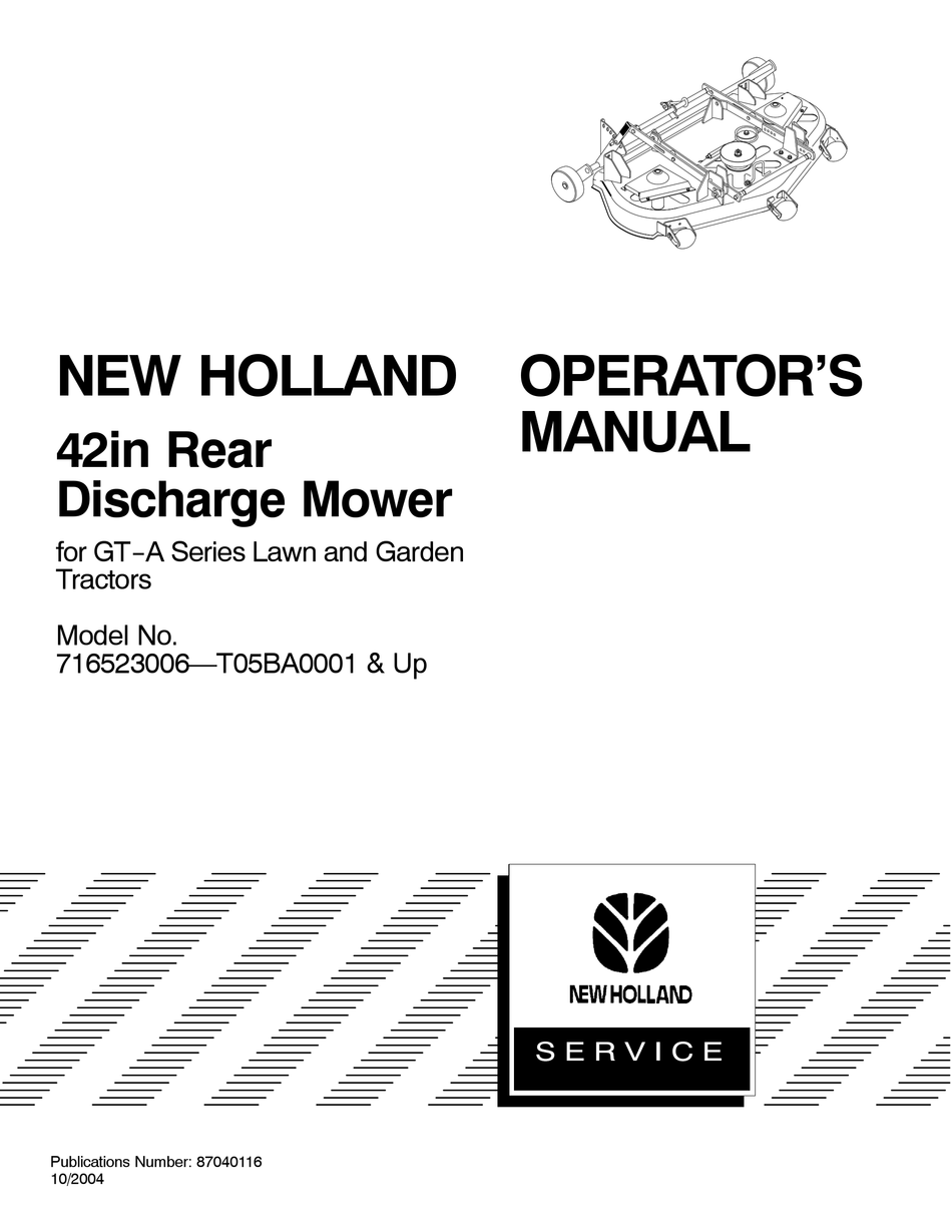 NEW HOLLAND GT-A SERIES OPERATOR'S MANUAL Pdf Download | ManualsLib