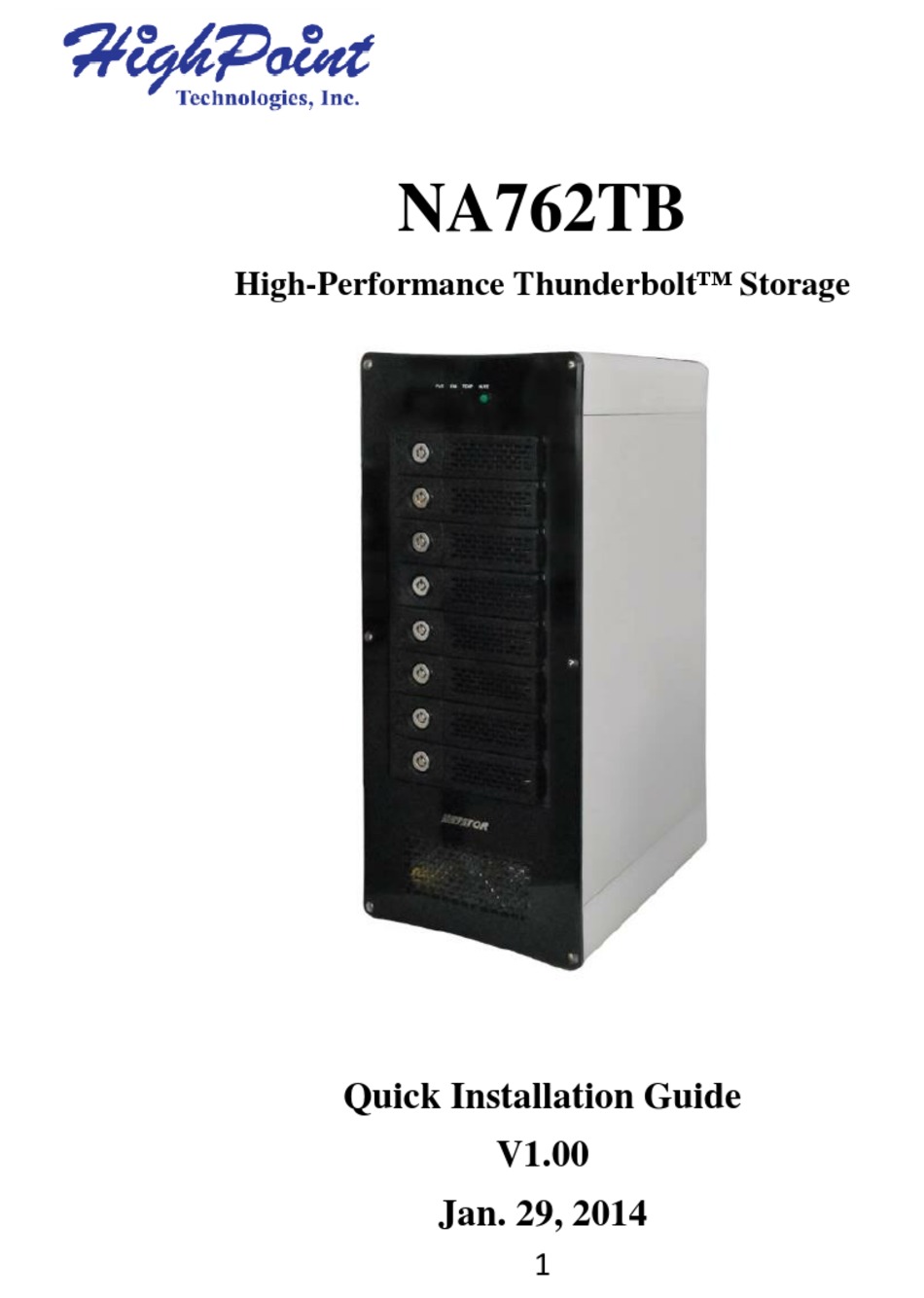 HIGHPOINT NA762TB QUICK INSTALLATION MANUAL Pdf Download ManualsLib