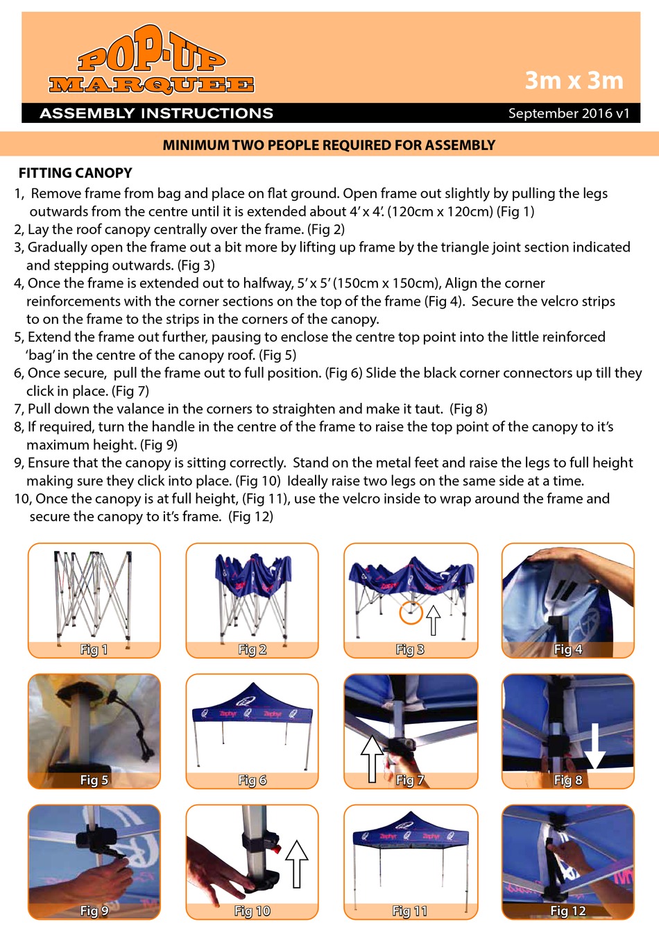 ZEPHYR POPUP MARQUEE ASSEMBLY INSTRUCTIONS Pdf Download ManualsLib