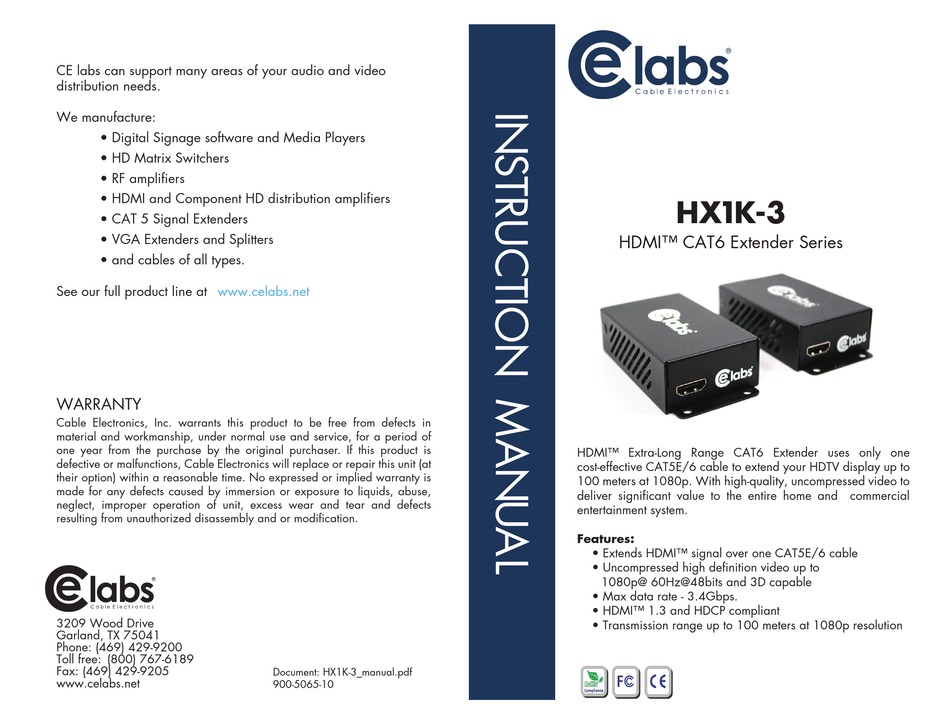 CE LABS HX1K3 SERIES INSTRUCTION MANUAL Pdf Download ManualsLib