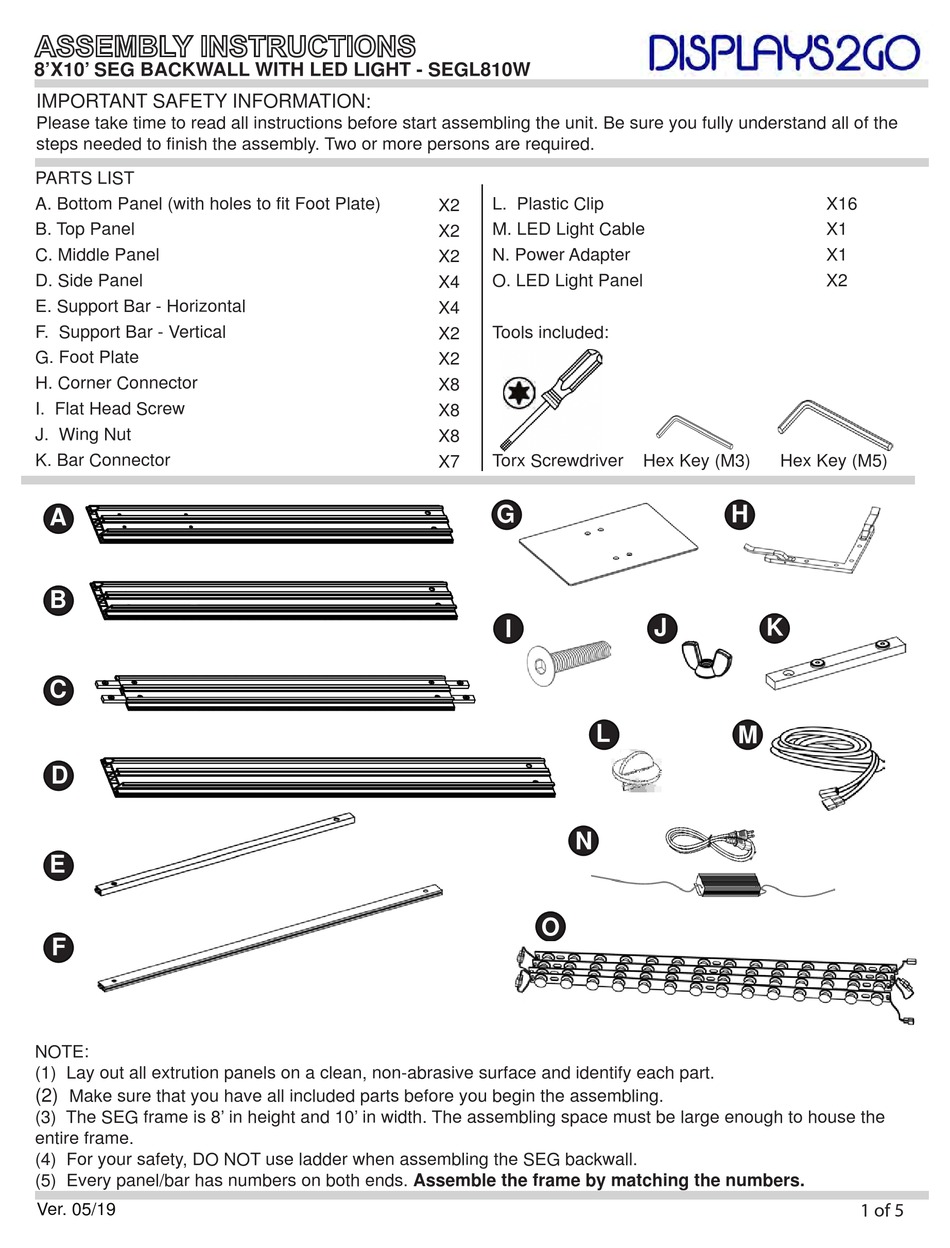 DISPLAYS2GO SEGL810W ASSEMBLY INSTRUCTIONS Pdf Download ManualsLib