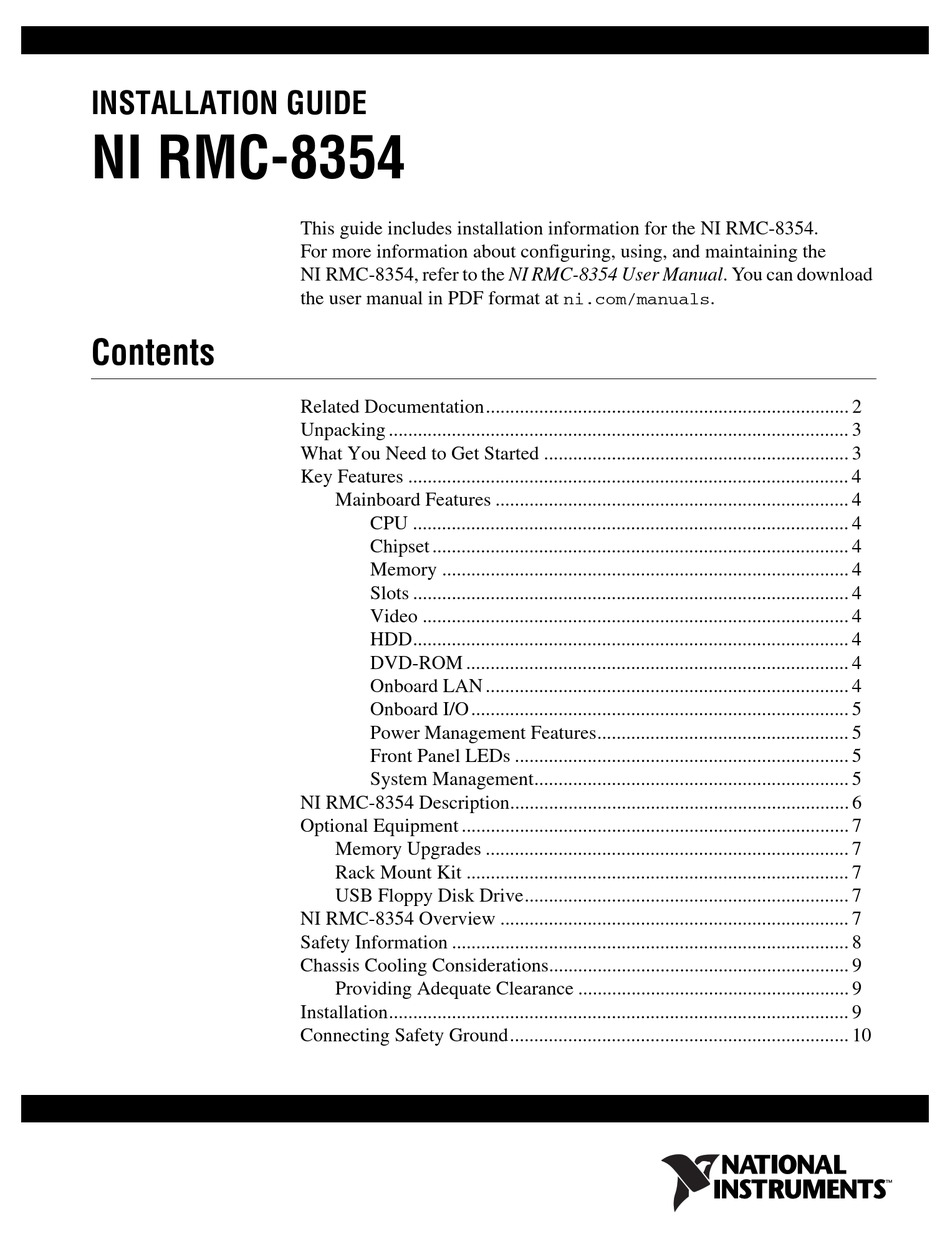 National Instruments Rmc 54 Installation Manual Pdf Download Manualslib