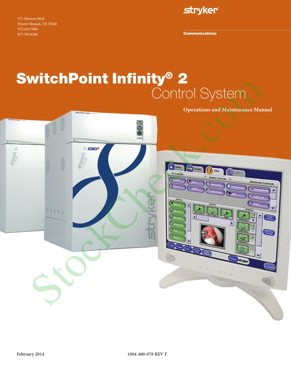STRYKER SWITCHPOINT INFINITY 2 OPERATION AND MAINTENANCE MANUAL Pdf ...