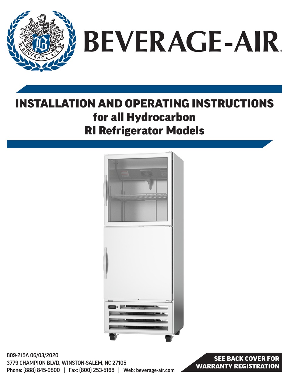 BEVERAGEAIR RI SERIES INSTALLATION AND OPERATING INSTRUCTIONS MANUAL
