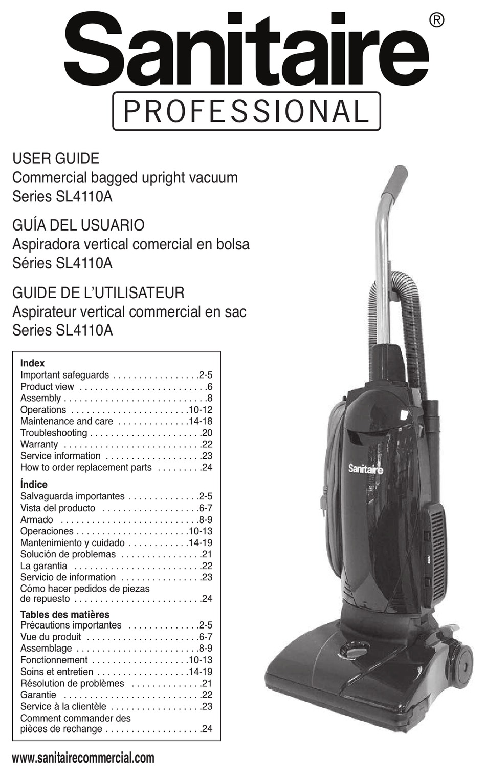 SANITAIRE SL4110A SERIES USER MANUAL Pdf Download ManualsLib