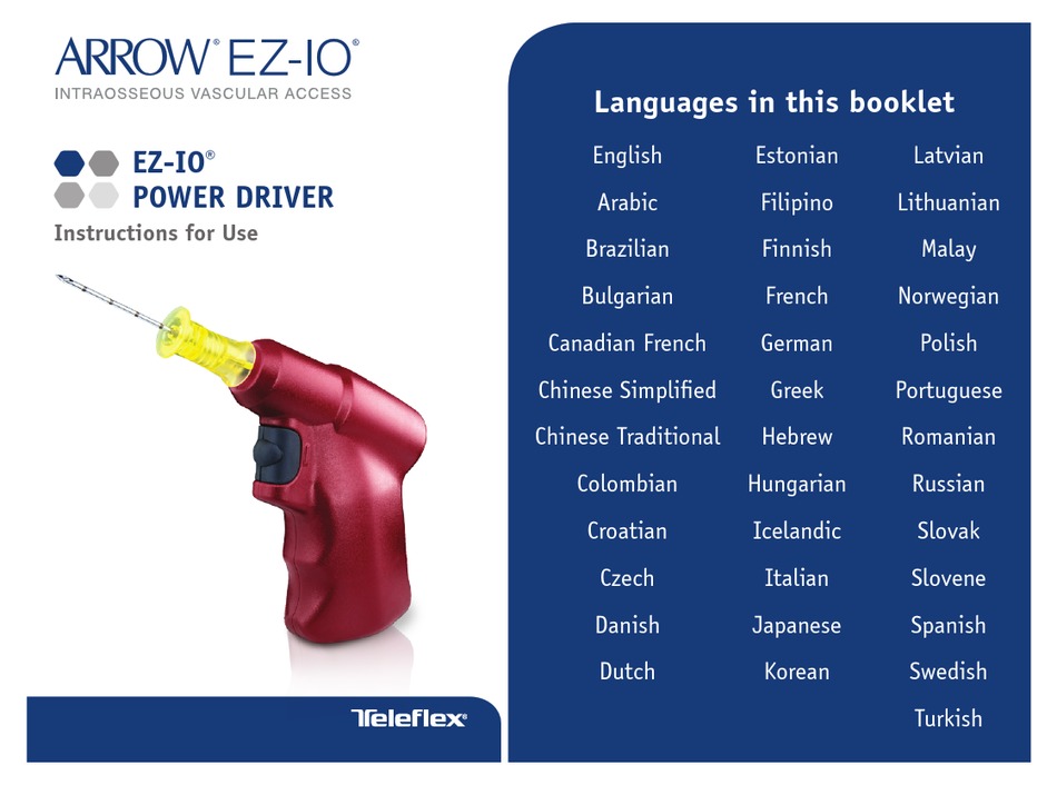 TELEFLEX ARROW EZIO INSTRUCTIONS FOR USE MANUAL Pdf Download ManuaLib