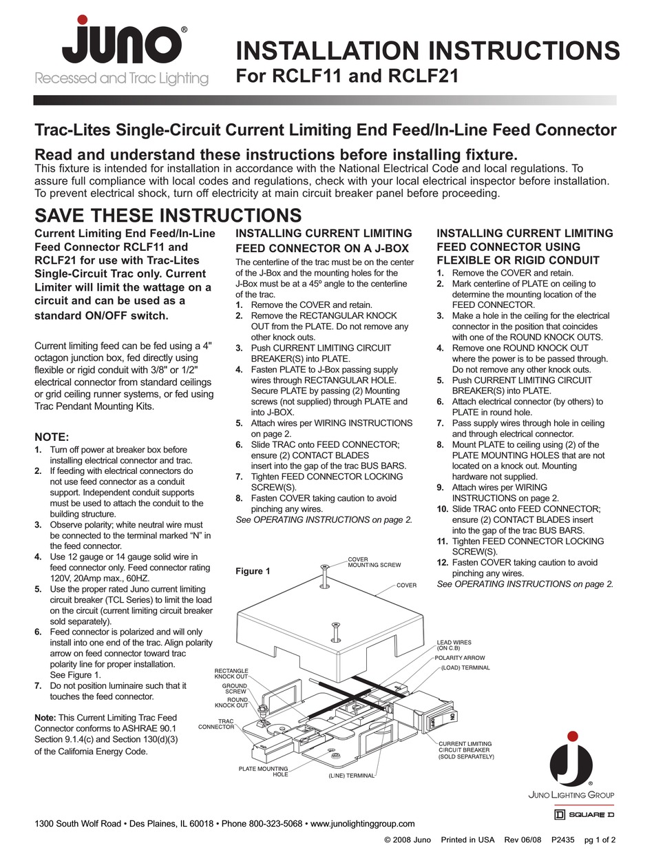 JUNO RCLF11 INSTALLATION INSTRUCTIONS MANUAL Pdf Download ManualsLib