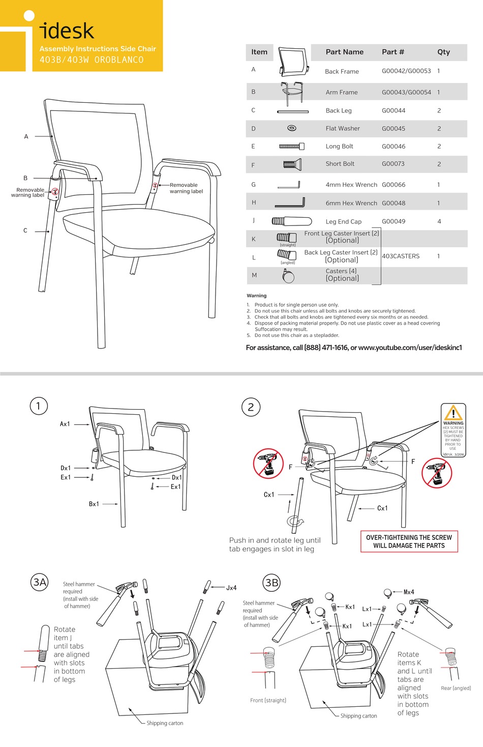 IDESK 403B ASSEMBLY INSTRUCTIONS Pdf Download | ManualsLib