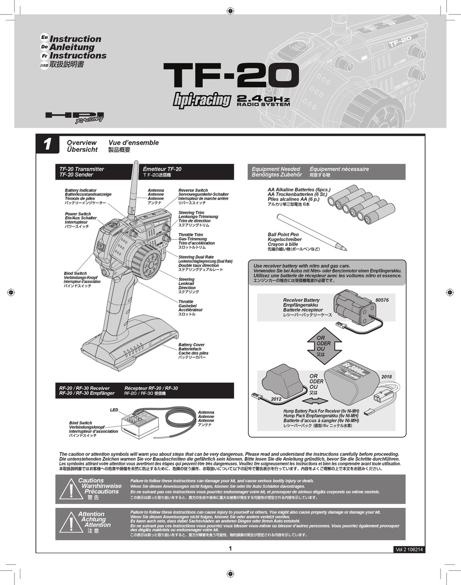 HPI RACING TF-20 INSTRUCTION Pdf Download | ManualsLib