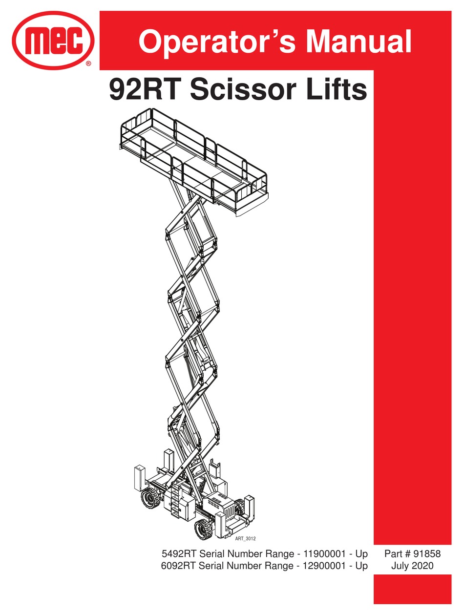 MEC 92RT SERIES OPERATOR'S MANUAL Pdf Download | ManualsLib