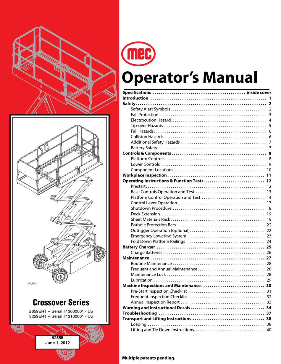 MEC CROSSOVER SERIES OPERATOR'S MANUAL Pdf Download | ManualsLib