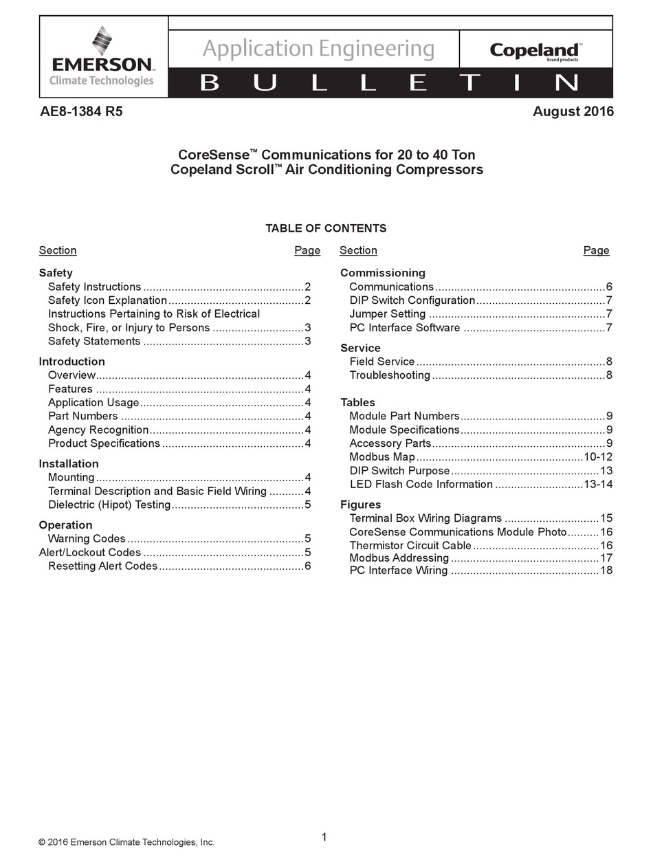 EMERSON COPELAND CORESENSE 571-0065-05 BULLETIN Pdf Download | ManualsLib