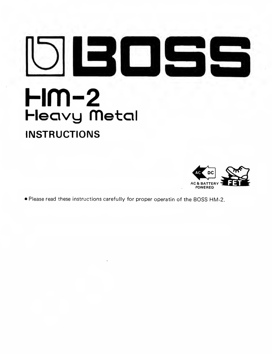BOSS HEAVY METAL HM-2 INSTRUCTIONS MANUAL Pdf Download | ManualsLib