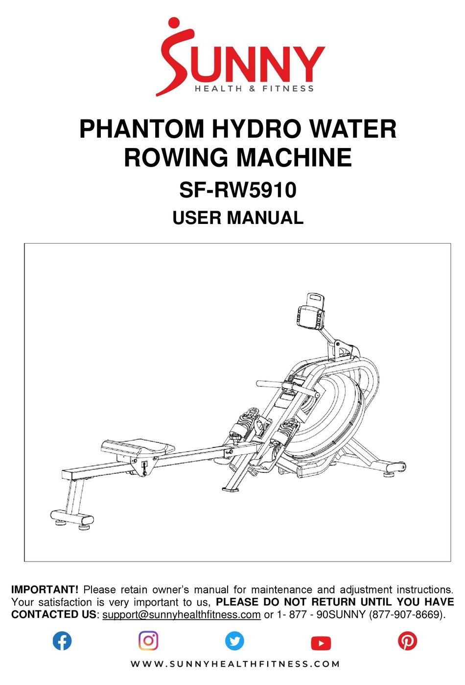 phantom hydro water rowing machine