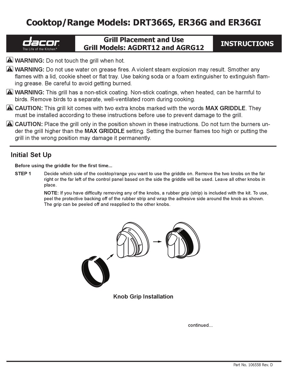DACOR DRT366S INSTRUCTIONS Pdf Download ManualsLib