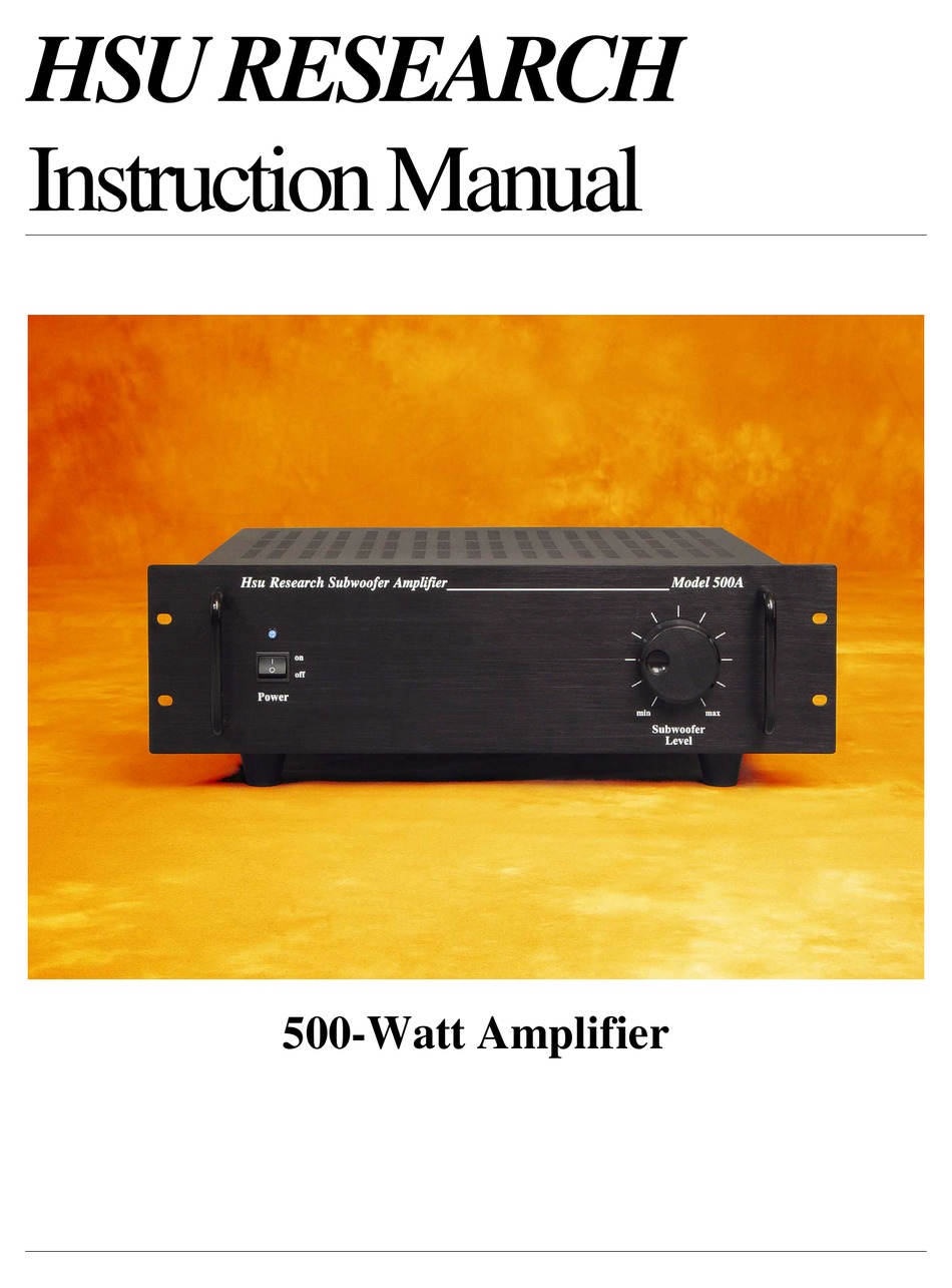HSU 500A INSTRUCTION MANUAL Pdf Download ManualsLib