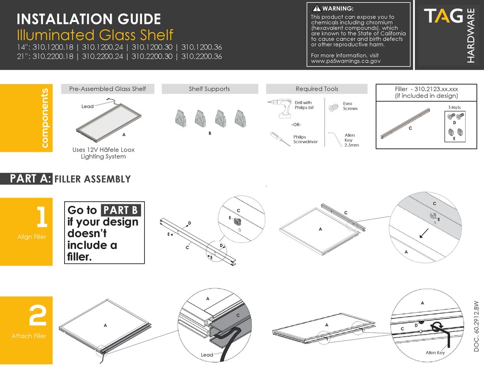 TAG HARDWARE 310.1200.18 INSTALLATION MANUAL Pdf Download ManualsLib