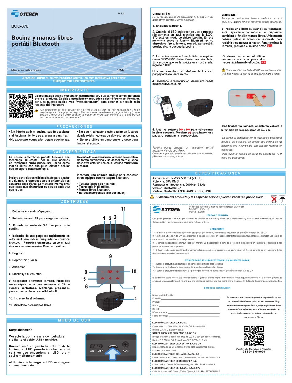 Steren Boc 870 Instruction Manual Pdf Download Manualslib 2264