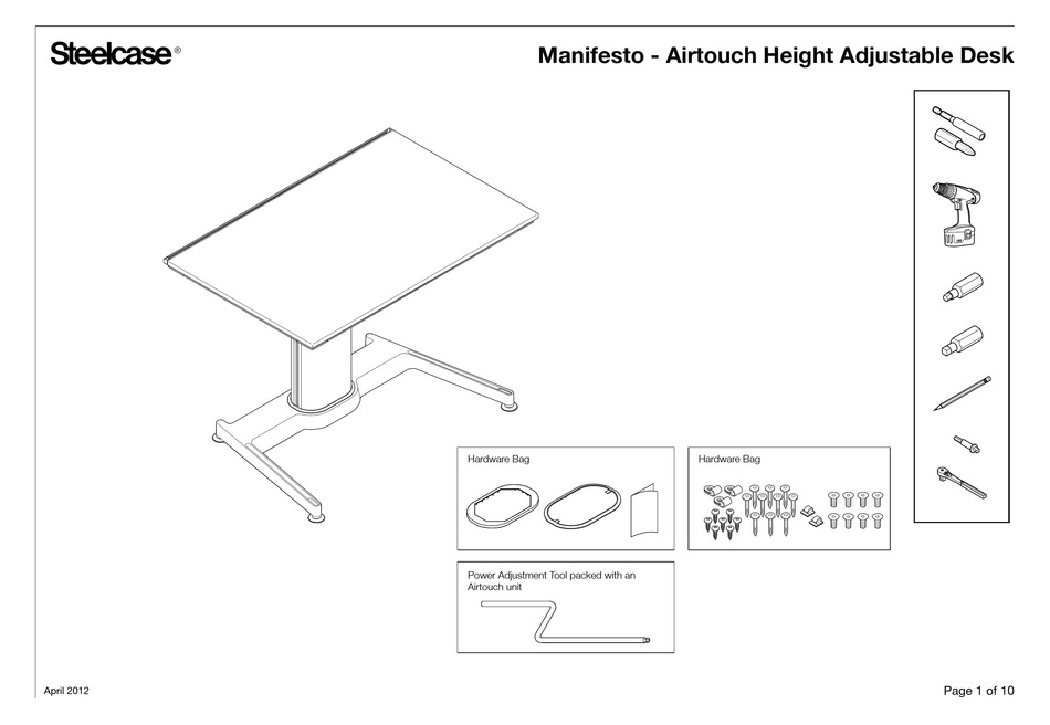 STEELCASE MANIFESTO AIRTOUCH HEIGHT ADJUSTABLE DESK MANUAL Pdf Download