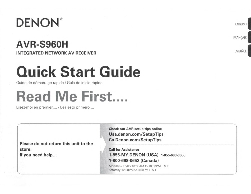 DENON AVR-S960H QUICK START MANUAL Pdf Download | ManualsLib