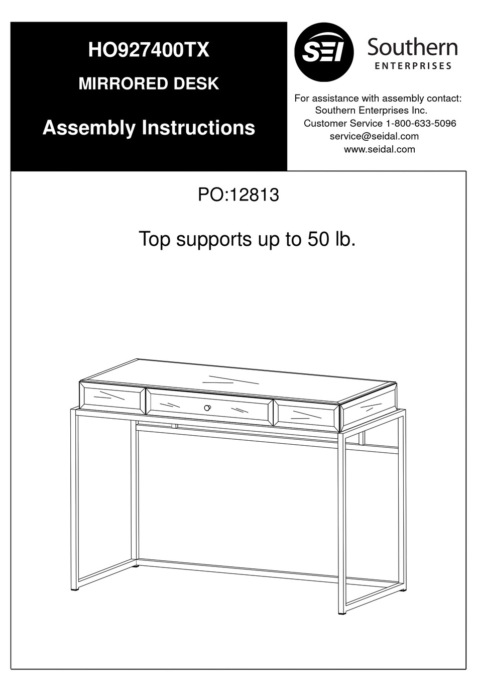 SOUTHERN ENTERPRISES HO927400TX ASSEMBLY INSTRUCTIONS Pdf Download