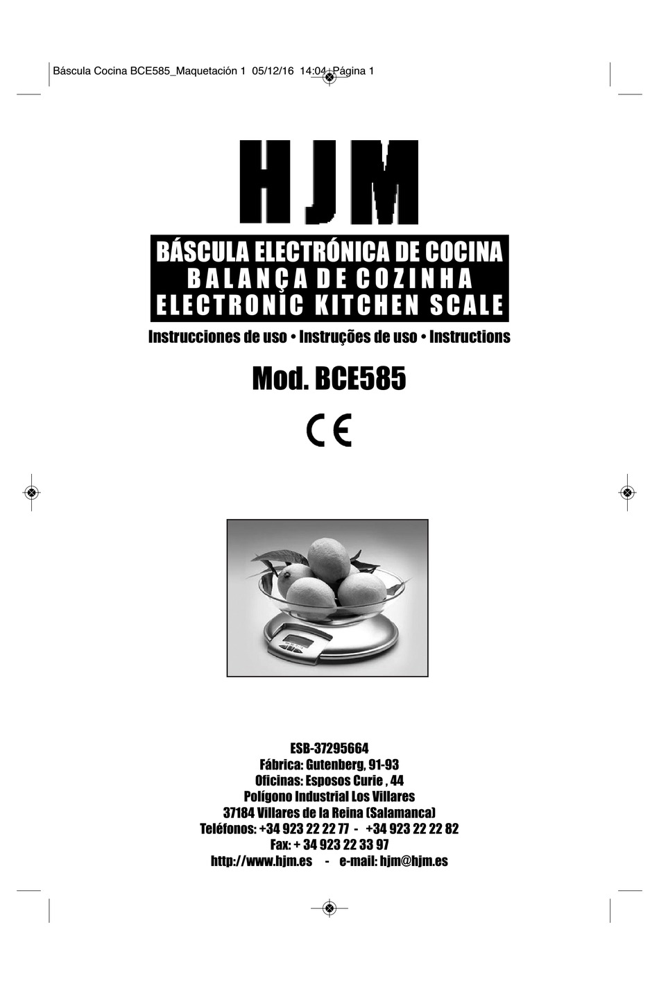 HJM BCE585 INSTRUCTIONS MANUAL Pdf Download ManualsLib