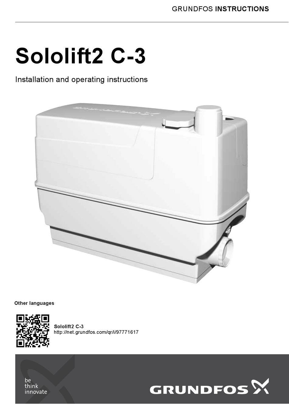 GRUNDFOS SOLOLIFT2 C-3 INSTALLATION AND OPERATING INSTRUCTIONS MANUAL ...