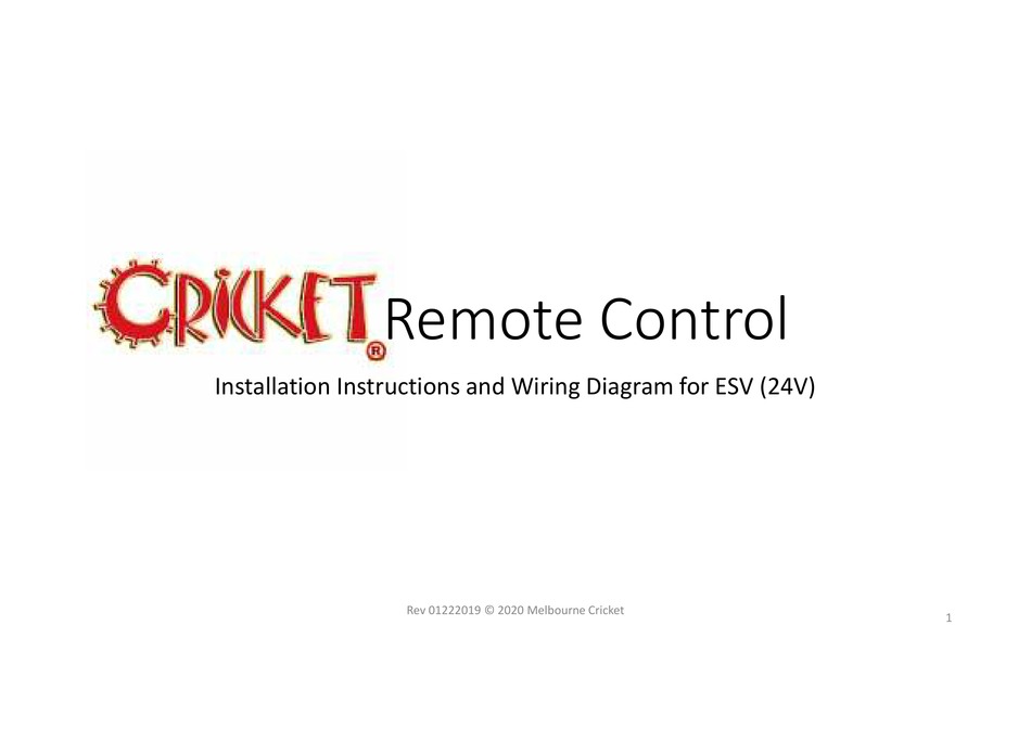 CRICKET ESV INSTALLATION INSTRUCTIONS AND WIRING DIAGRAM Pdf Download ...