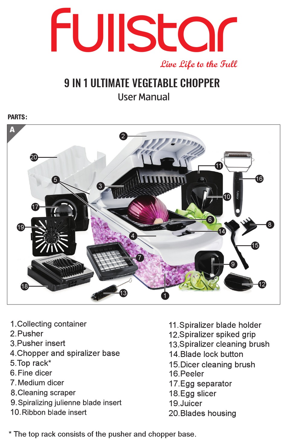 FULLSTAR 9 IN 1 ULTIMATE VEGETABLE CHOPPER USER MANUAL Pdf Download