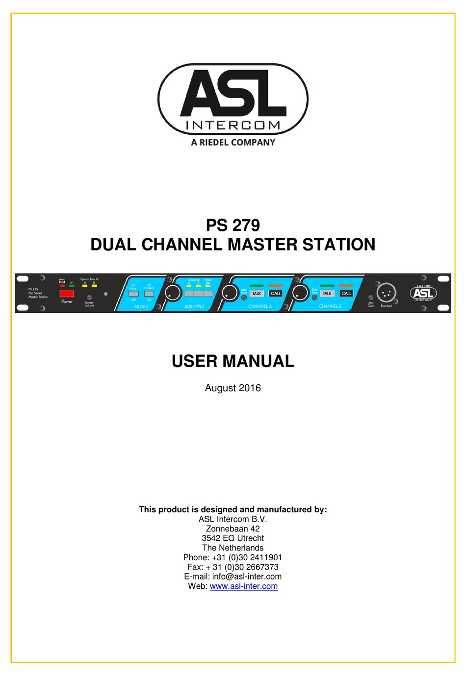 RIEDEL ASL PS 279 USER MANUAL Pdf Download ManualsLib