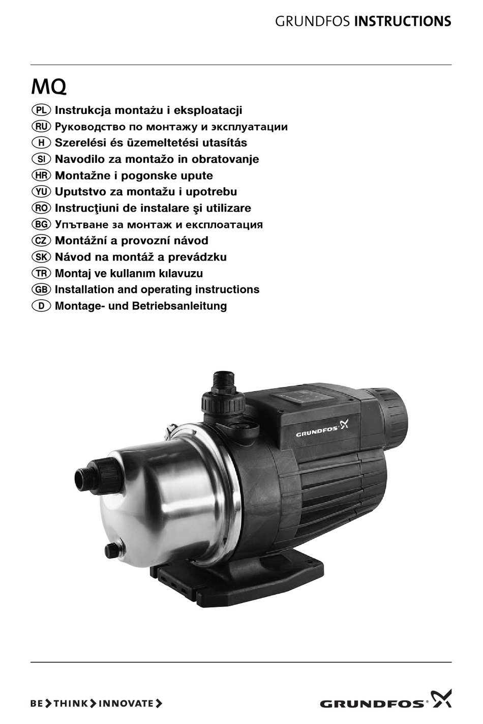 Grundfos Mq 3 25 Installation And Operating Instructions Manual Pdf Download Manualslib