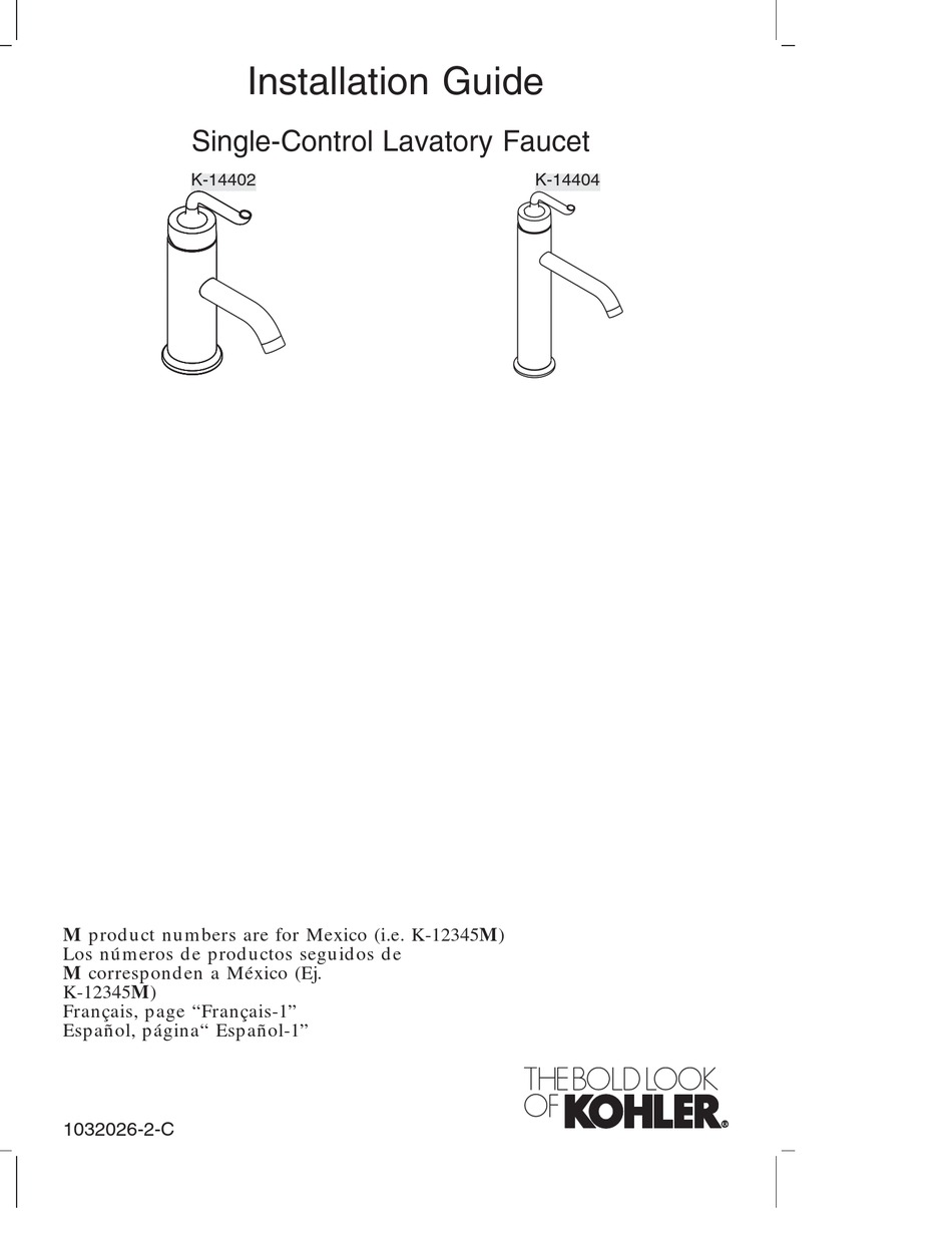 KOHLER K-14402 INSTALLATION MANUAL Pdf Download | ManualsLib