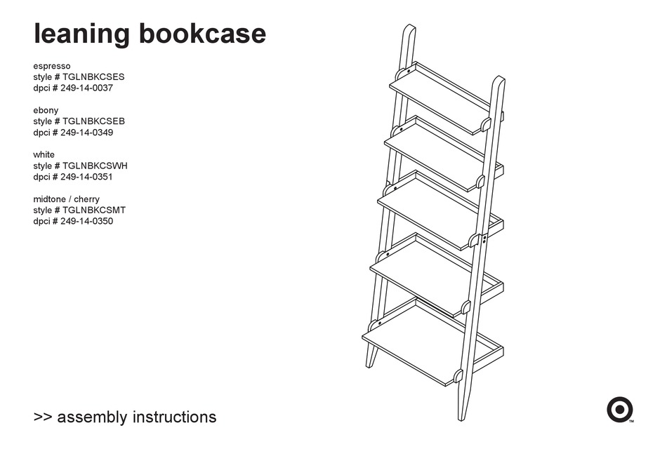 Target Leaning Bookcase Tglnbkcses, Carson Bookcase Assembly Instructions