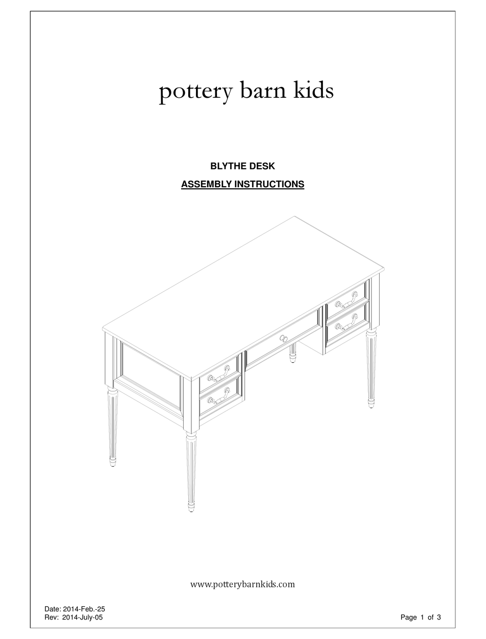 POTTERY BARN KIDS BLYTHE DESK ASSEMBLY INSTRUCTIONS Pdf Download