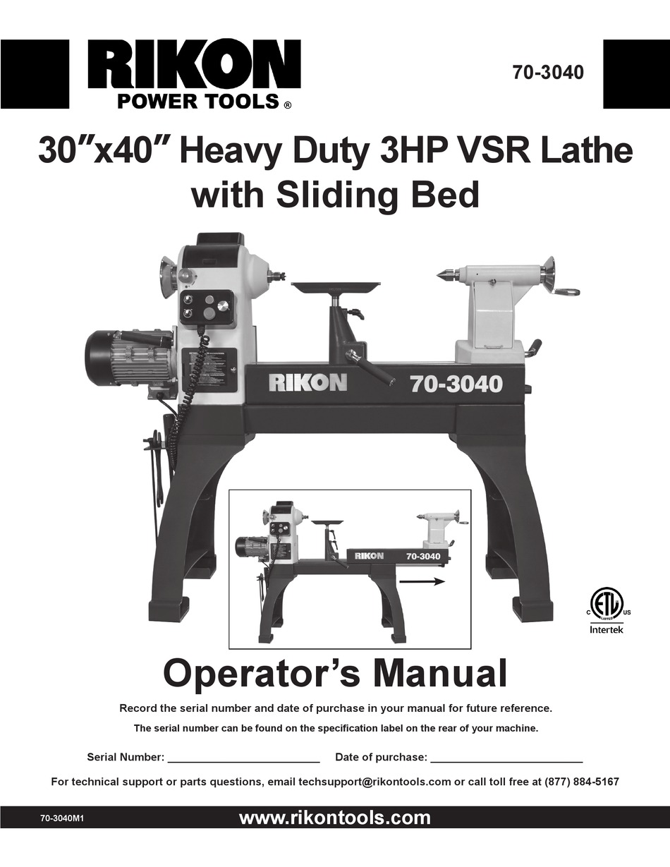 RIKON POWER TOOLS 703040 OPERATOR