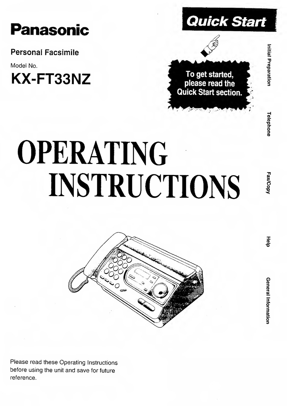 Specifications - Panasonic KX-FT932FX Operating Instructions Manual [Page  47]