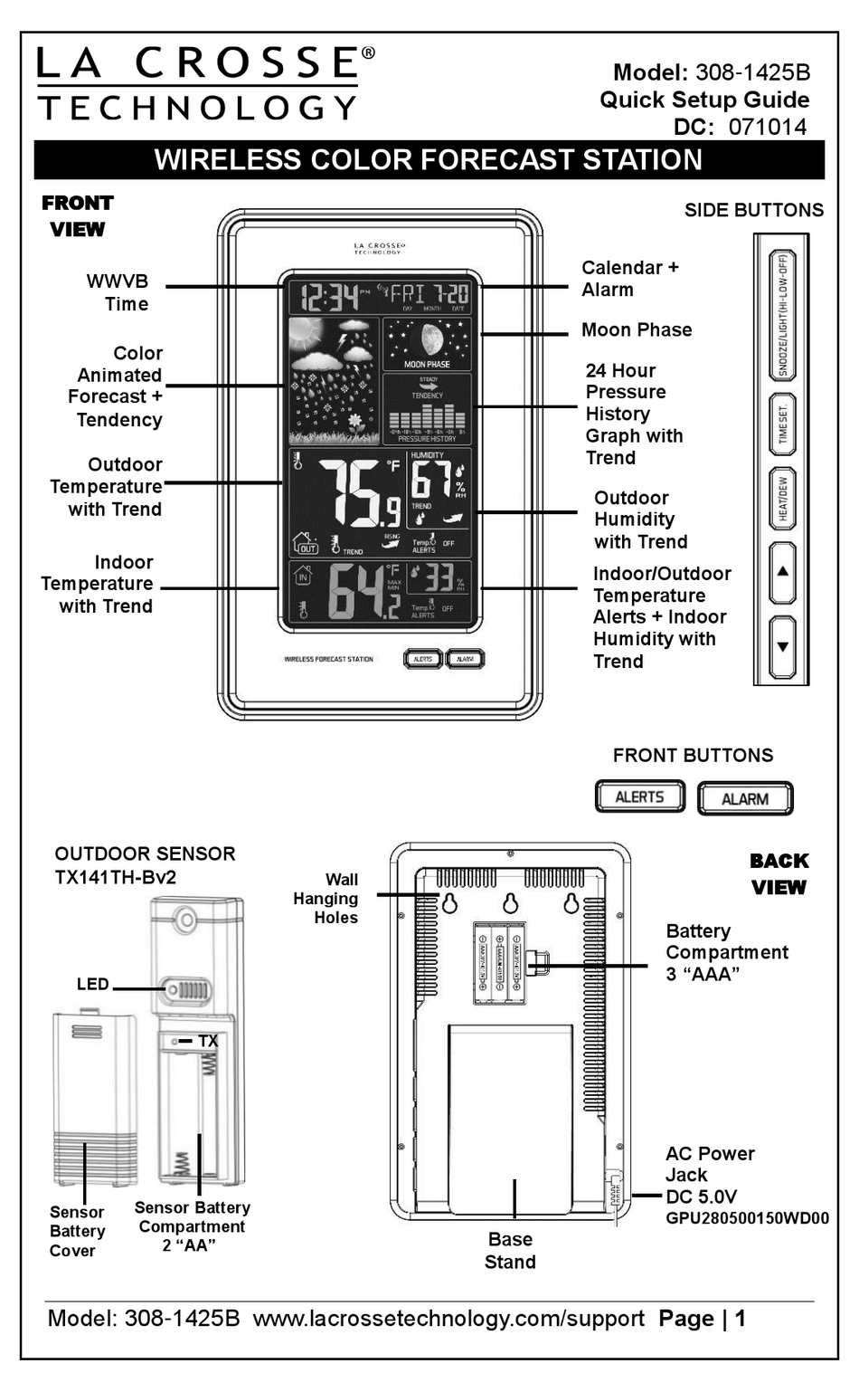 LA CROSSE TECHNOLOGY 3081425B QUICK SETUP MANUAL Pdf Download ManualsLib