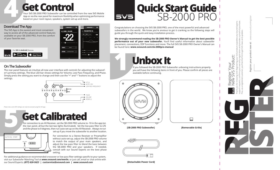 Svs Sb 00 Pro Quick Start Manual Pdf Download Manualslib