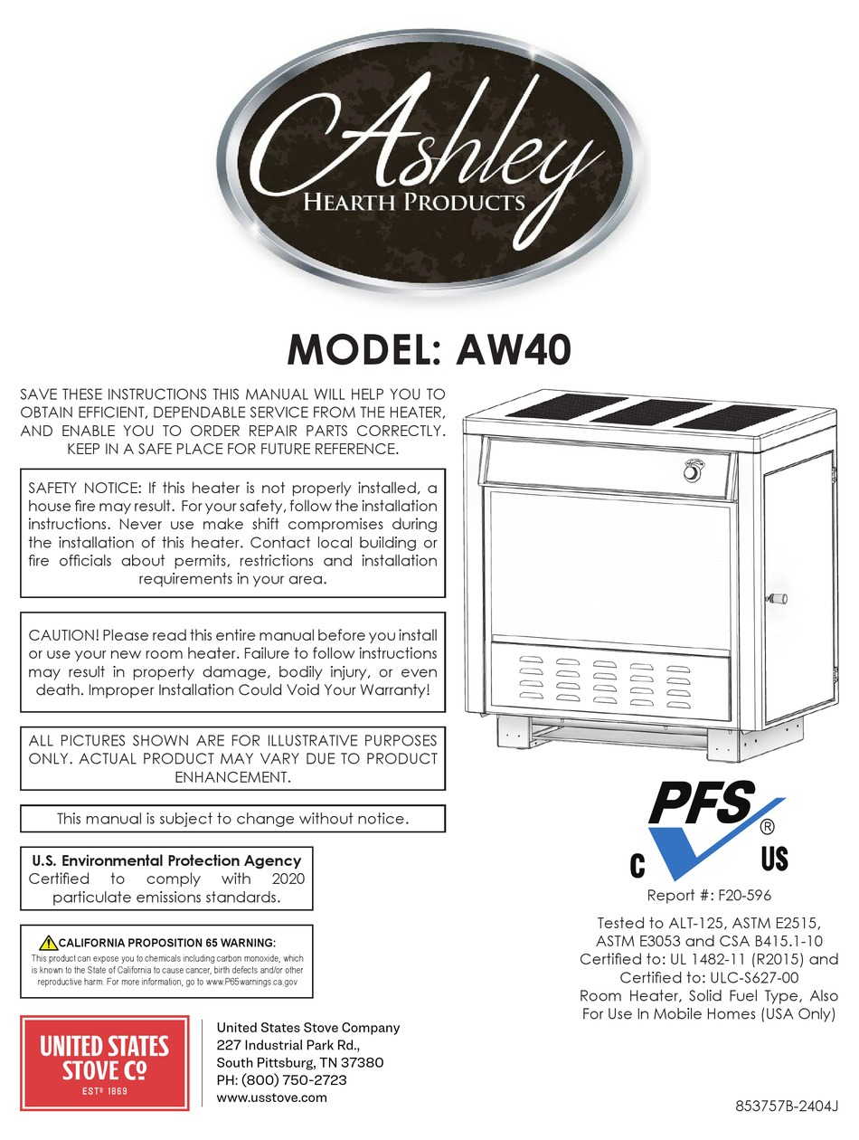 ASHLEY AW40 INSTRUCTIONS MANUAL Pdf Download ManualsLib
