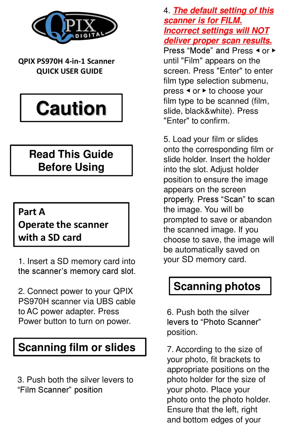 QPIX PS970H QUICK USER MANUAL Pdf Download ManualsLib