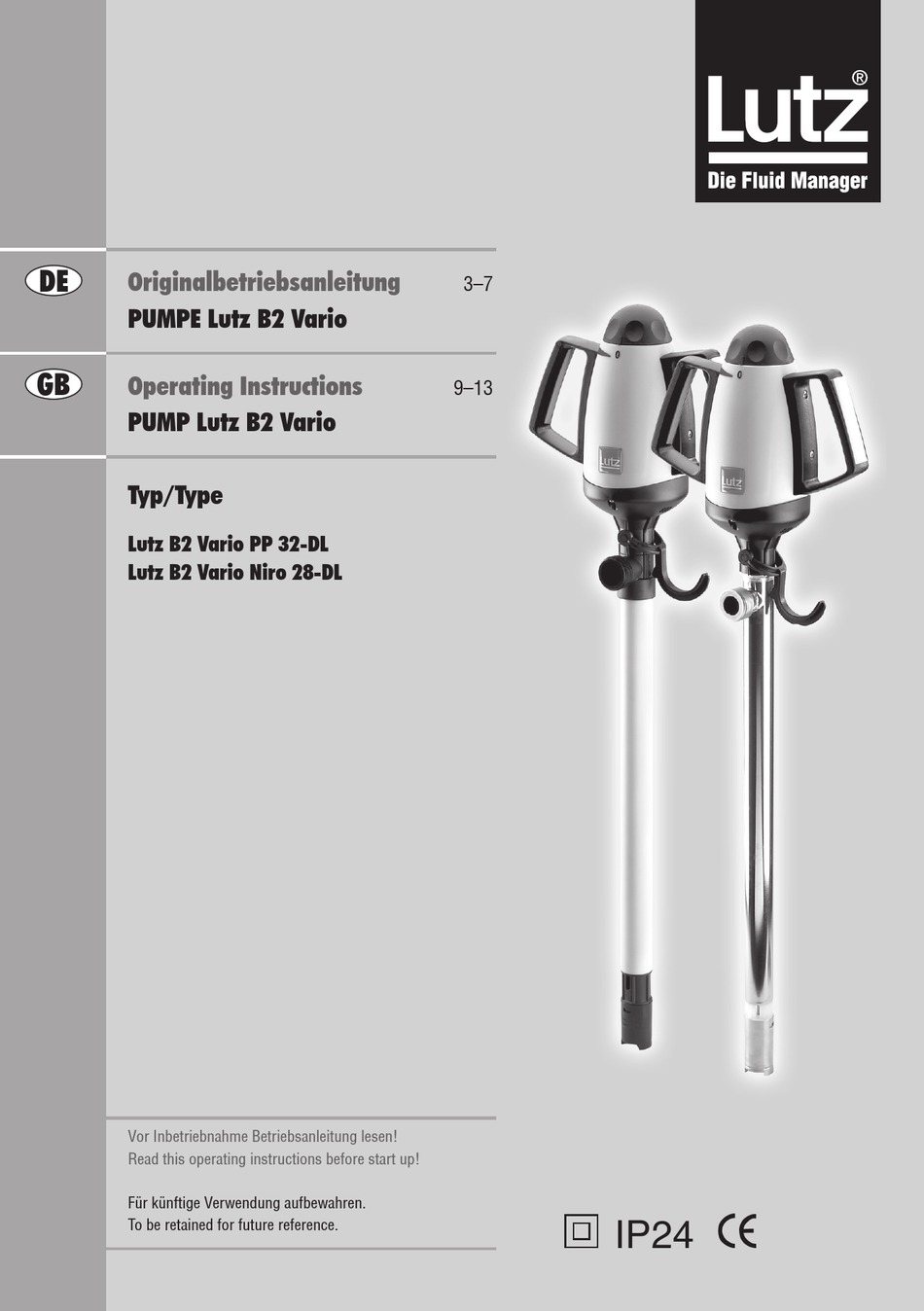 LUTZ B2 VARIO OPERATING INSTRUCTIONS MANUAL Pdf Download ManualsLib