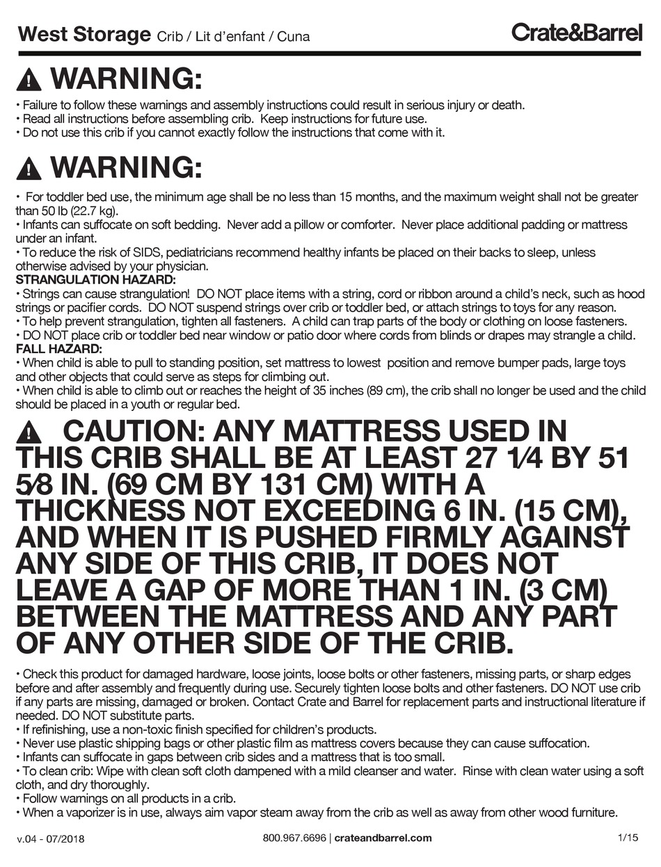 CRATE&BARREL WEST STORAGE ASSEMBLY INSTRUCTIONS MANUAL Pdf Download ManualsLib