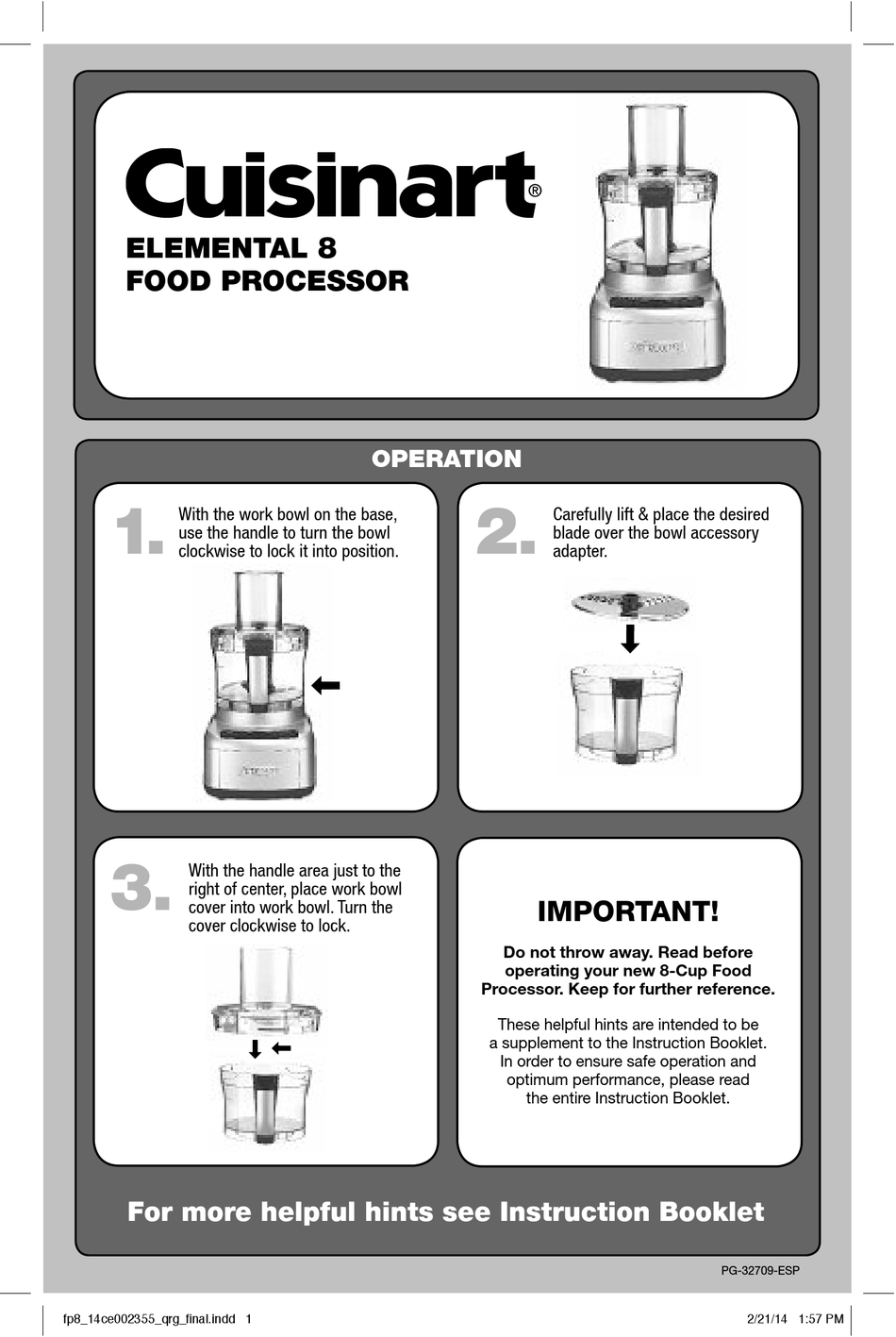 CUISINART ELEMENTAL 8 QUICK START MANUAL Pdf Download ManualsLib