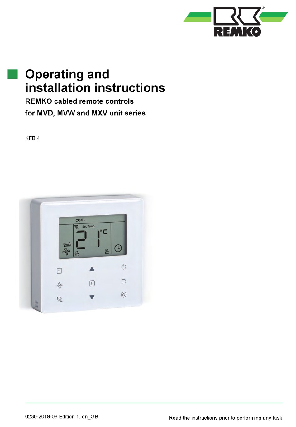 REMKO KFB 4 OPERATING AND INSTALLATION INSTRUCTIONS Pdf Download